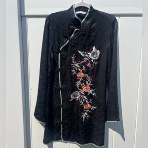 Zara embroidered jacquard dress